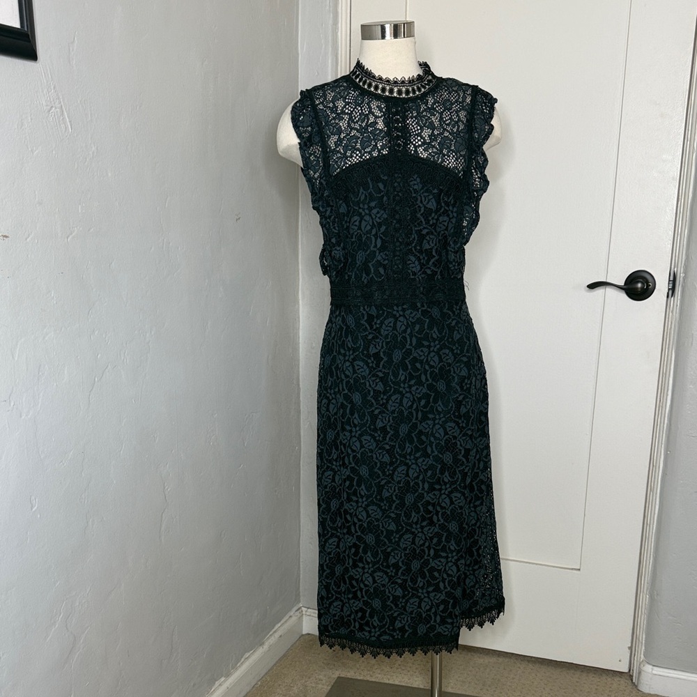 Zara blue and Black Lace Midi Dress